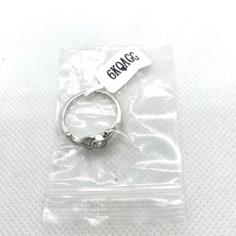 Sterling Silver Round CZ Floral Ring Size 7 - Picture 10 of 12